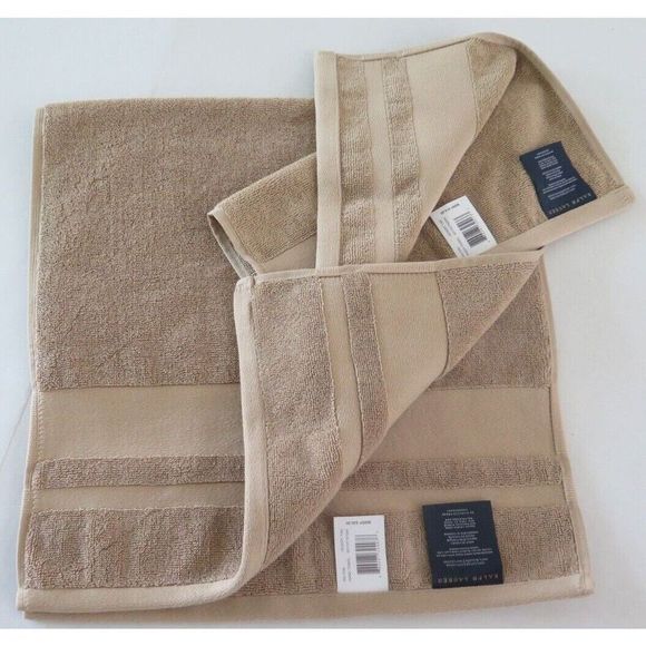 Ralph Lauren Wilton Desert Tan 100% Cotton Hand Towel & Wash Towel Set - Picture 3 of 6